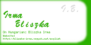 irma bliszka business card